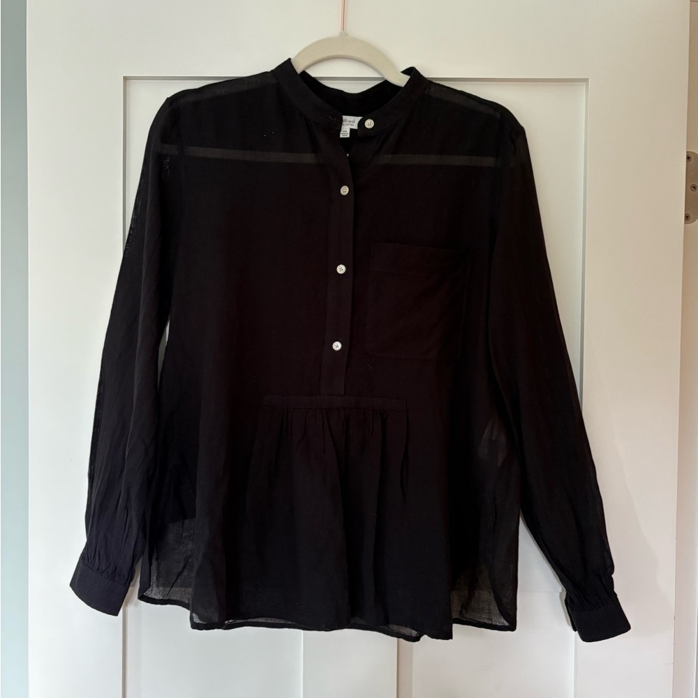 Wilfred Black Cotton Peplum Blouse Size XXS